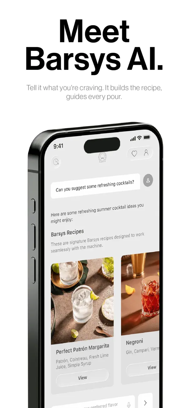 Start with your bar. — official Barsys AI App artwork